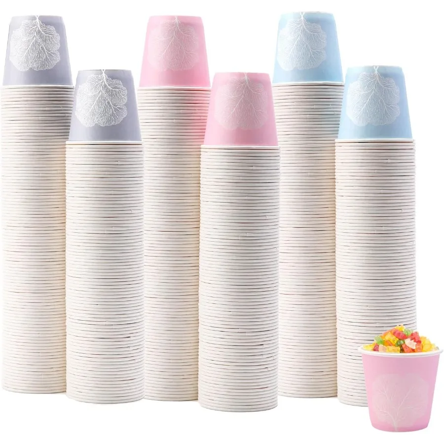 

600 Pack 3 oz Bathroom Cups Small Paper Cups with Tree Design Ideal for Mouthwash Party Picnic BBQ Travel Home and Event Use Di