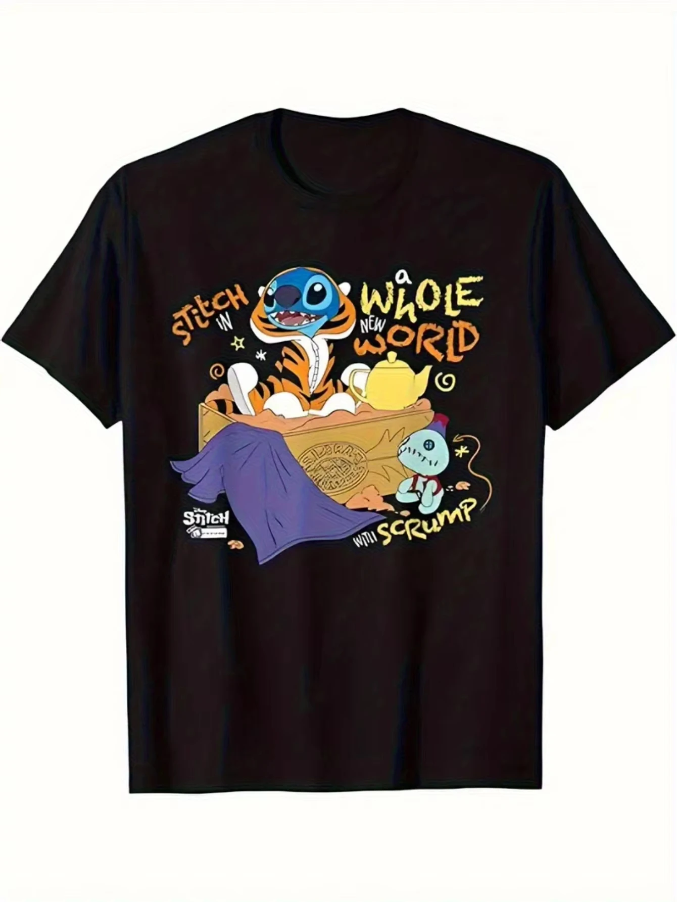 

Летняя детская футболка с мультяшным принтом Stitch для мальчиков и девочек - удобная, свободного кроя, с коротким рукавом - унисекс - в стиле Y2K