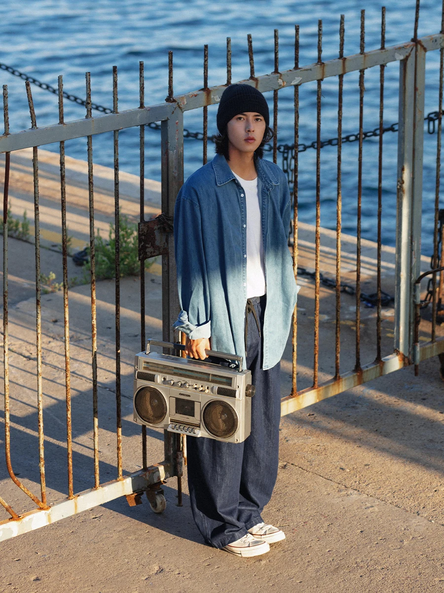 Noears Vintage haute rue vêtements de travail ample jambe large bleu jean drapé décontracté taille élastique pantalons longs coton 00% jeunesse Sle