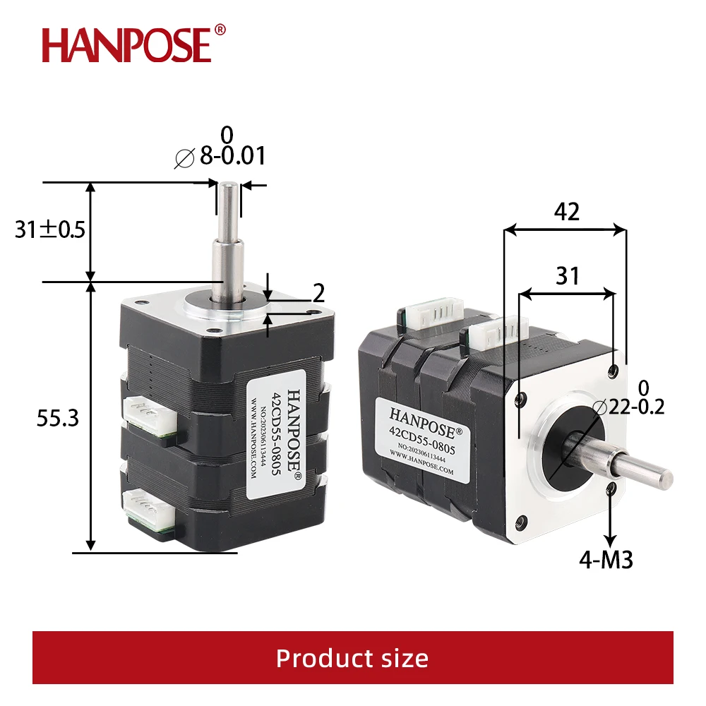 1PCS Double Layer Stacked 1.6A 270mN.m 42 Stepper Motor 42CD55-0805 Forward and Reverse Automatic Micro Stepping Motor for CNC