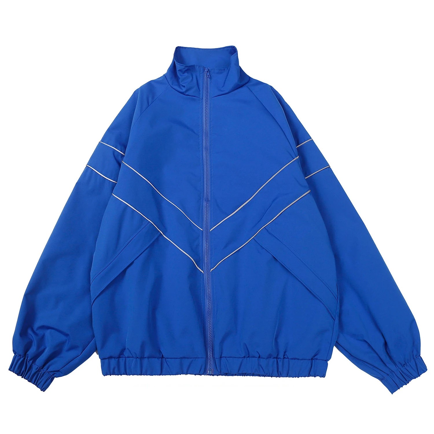 Reflective Striped Jacket Windbreaker Coat 2024 Men Hip Hop Streetwear Zipper Up Jacket Harajuku Thin Coats Sports Black Blue