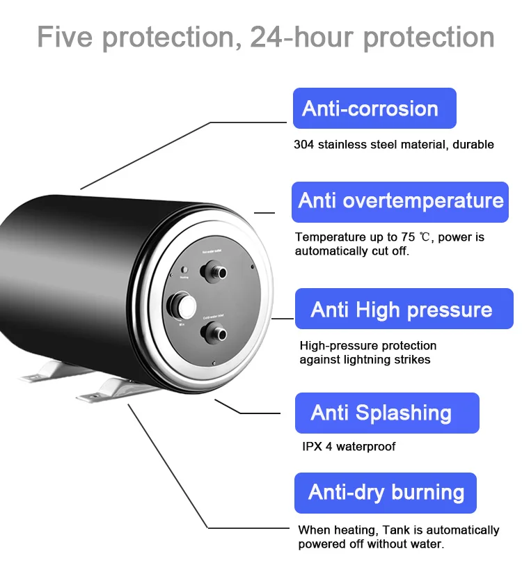 200w 1500w Boat 24V/12V Boiler Electric Hot tank RV Water Heater With 10L/15L capacity