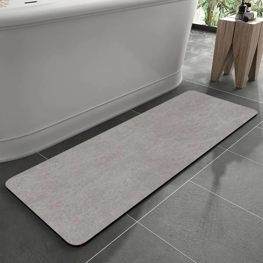 

Bath Mat RugRubber Backing Non Slip Quick Dry Absorbent Thin Bathroom Rugs Fit Under DoorFaux Suede Surface Bathroom Floor MatsS