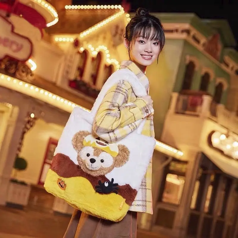 

Disney Duffey Cute and Sweet Girls Fashionable and Versatile Cartoon Creative Halloween Large Capacity Plush Shoulder Handbag