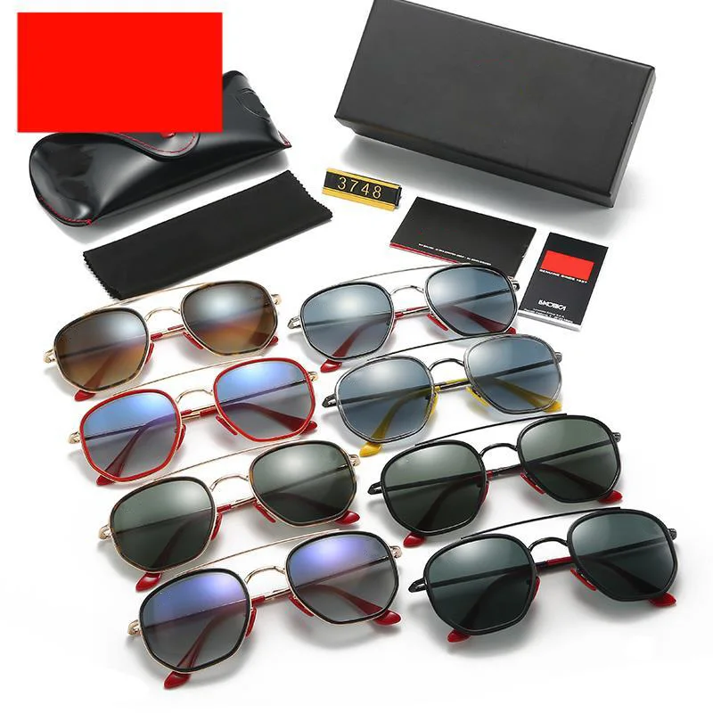 2024 new RB oval frame fashionable pilot sunglasses classic men's and women's styles unique red eyeglass legs anti reflective