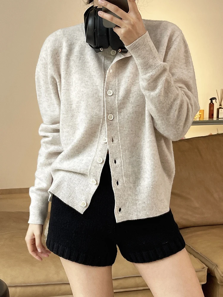 [LANMREM] Wool Knitting Cardigan Sweater For Women Round Neck Single Breasted Office Lady Tops Fit 2024 Autumn New 26D9845