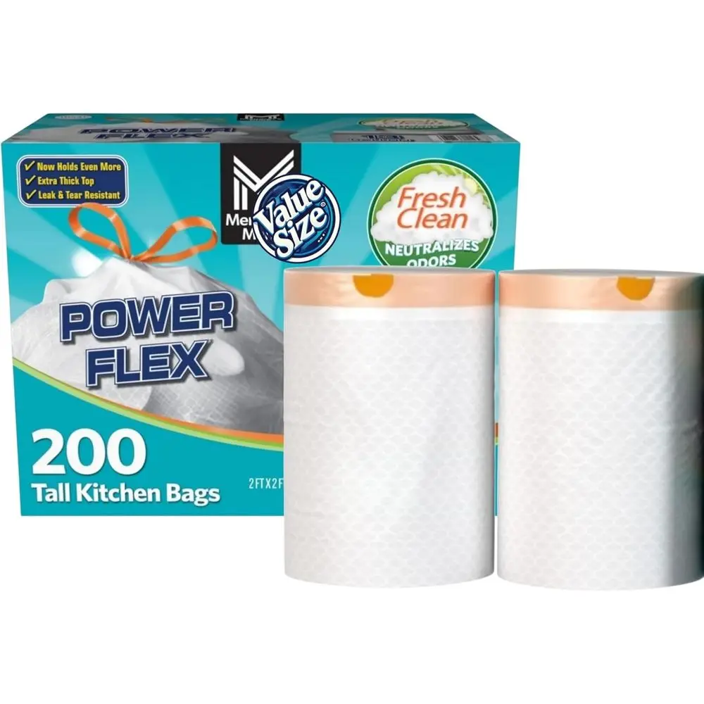 

Мешки для мусора для кухни, 13 галлонов, высокие, с прочной затяжкой, с ароматом свежести, 200 штук