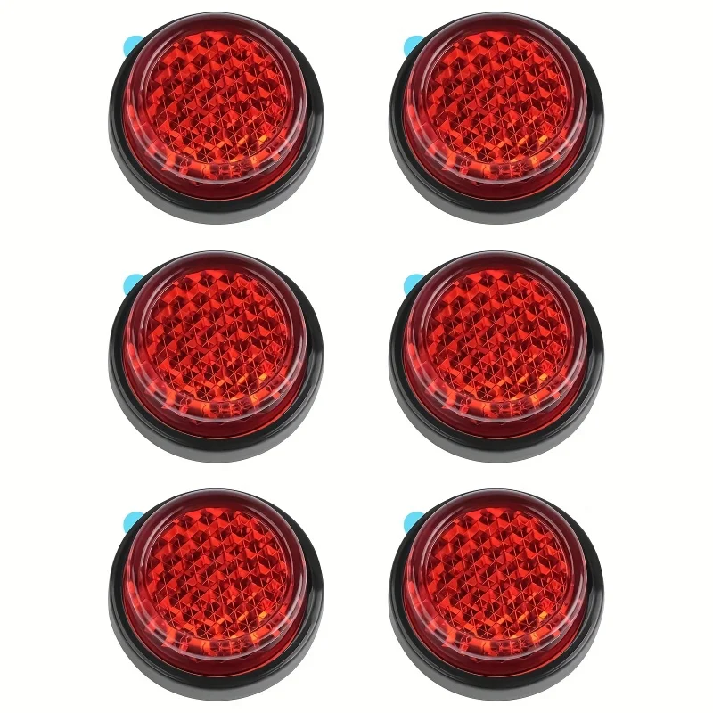 6Pcs Self Adhesive Circular Reflectors Night Warning Reflective Plate Red 25Mm For Bicycles Motorcycles Scooters Trailers Safety