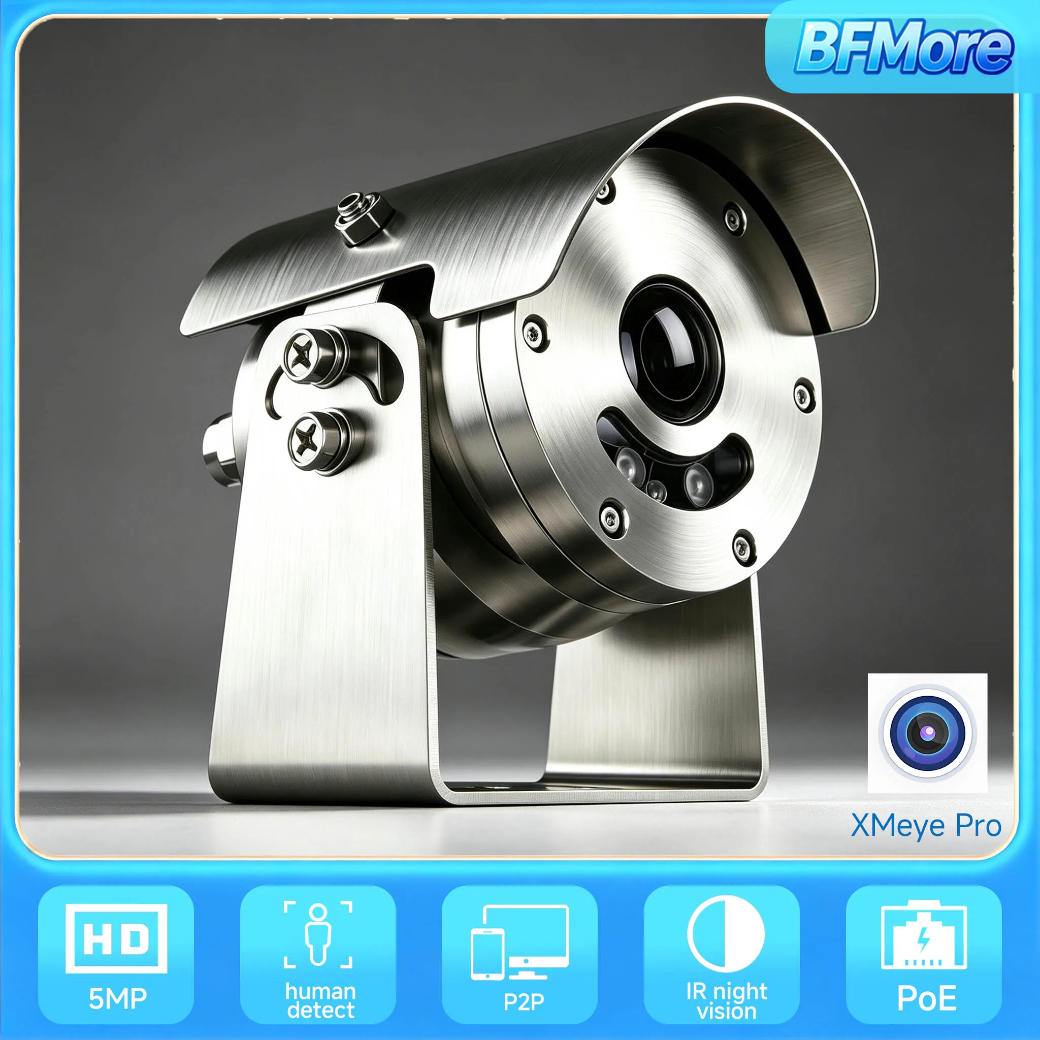 BFMore Explosion Proof камера 5MP 1.8mm Fisheye POE Security 304 Stainless Steel Hikvision Compatible BFM-EX XMEYE Pro