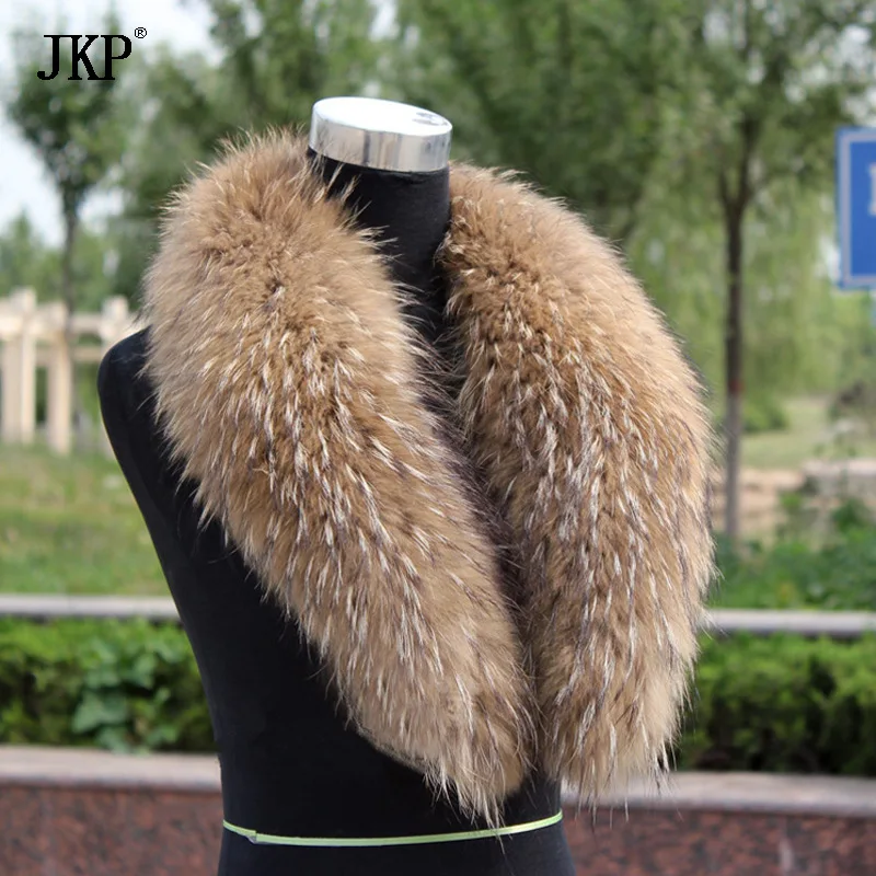 True Fox Fur Collar Scarf Raccoon Fur Large Shawl Cowhide Collar Down Jacket Collar