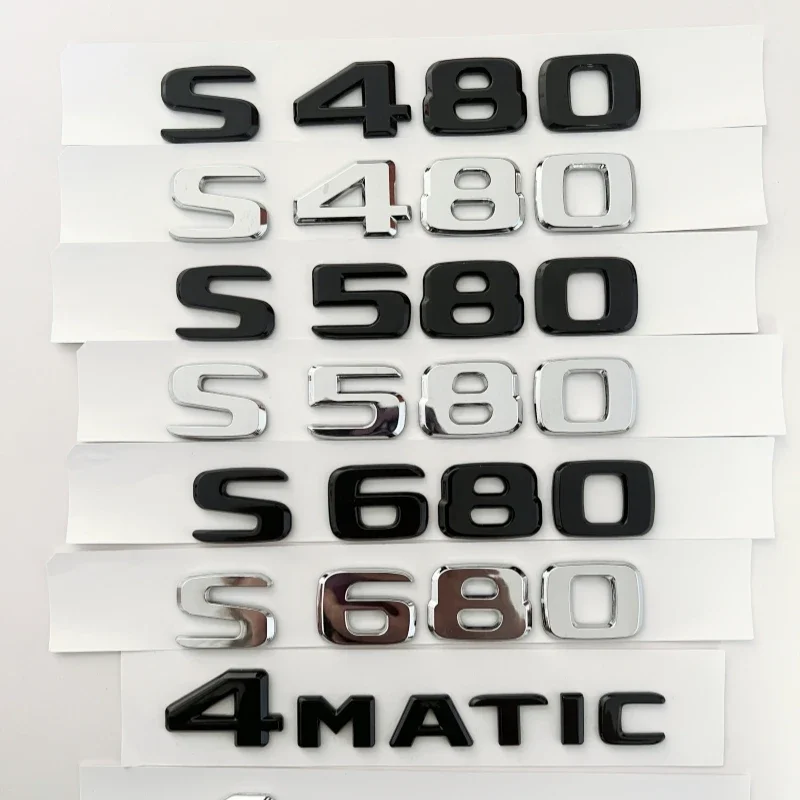 

Glossy Black Silver S480 S500 S560 S580 S600 ABS Emblem for Mercedes Benz S W222 W223 Car Side Rear Badge Nameplate Logo Sticker