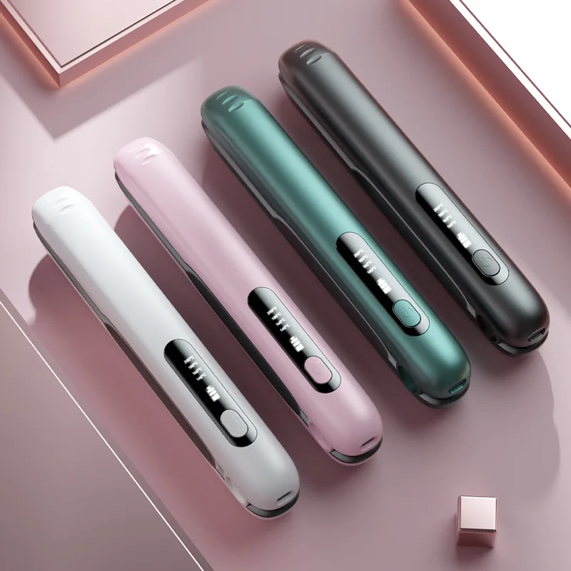 Portable Dual-Purpose USB Rechargeable Electric Hair Brushes Wireless Hair Straightener Curling Iron Straight Plate For
