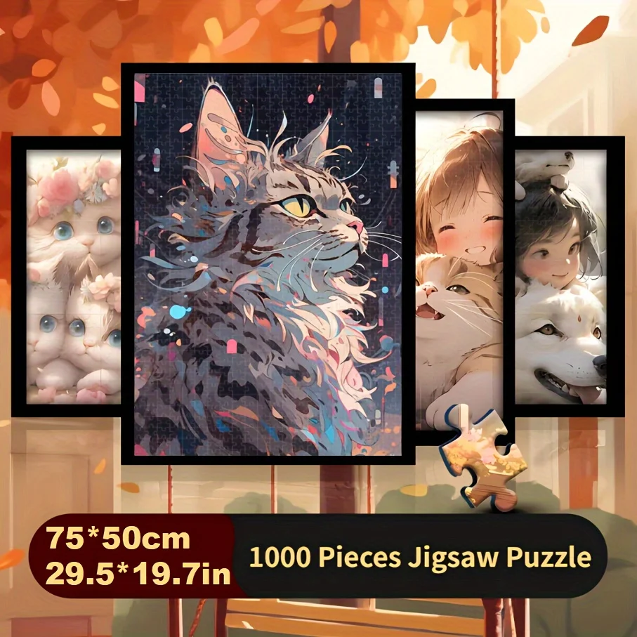 

High Quality Cat Ideal 1000 Pieces CARDBOARD Jigsaw Puzzle for Adults Painting Cat Ideal Paper Puzzles Home Decor Wall Display