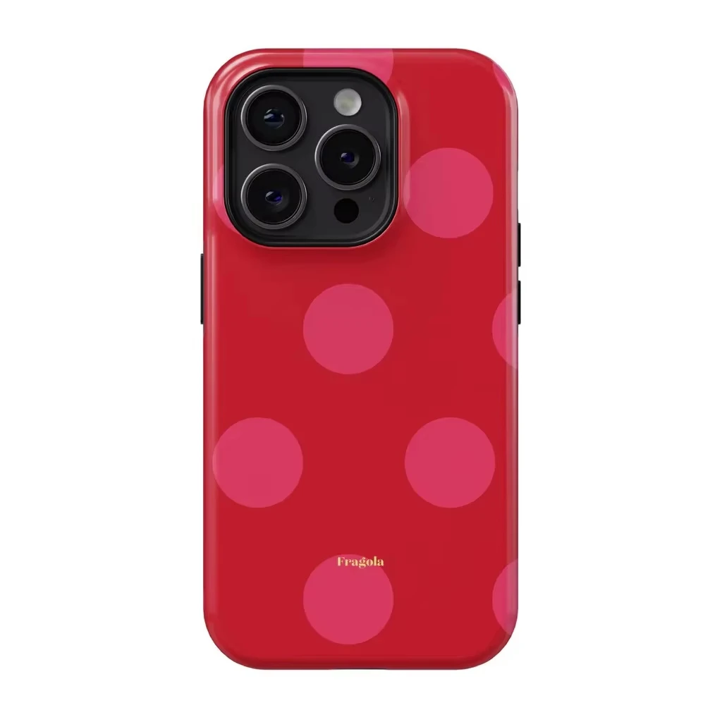 Ins Y2K Polka Dots Stripes Phone Case For iPhone Duo 18 Pro Max 17 Air 16e 16 15 14 13 12 11 Double-layer Shockproof Back Cover