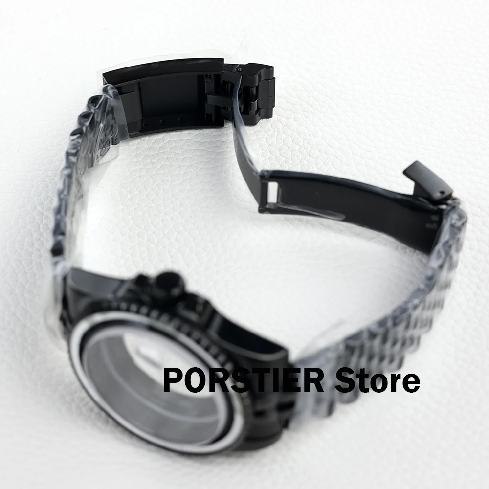 40mm watch case jubilee /oyster bracelet Black pvd stainless steel Sapphire glass fit NH35 NH36 movement 28.5mm Dial sub case