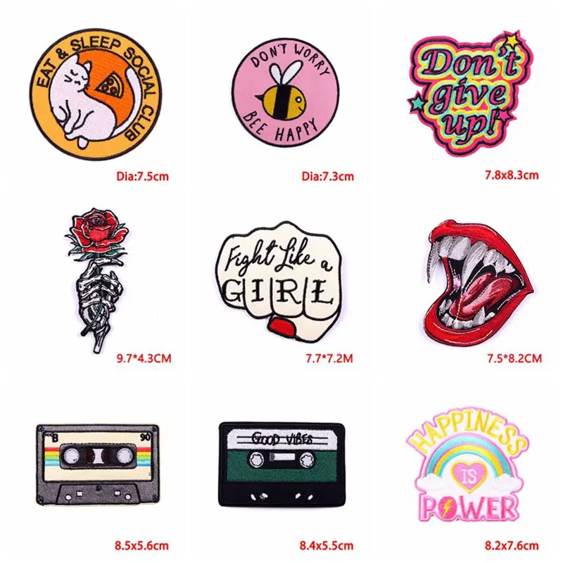 10PCS Wholesale Punk Embroidered Patch Iron On Patches For Clothing thermoadhesive Patches On Clothes Jacket Sewing Stickers DIY