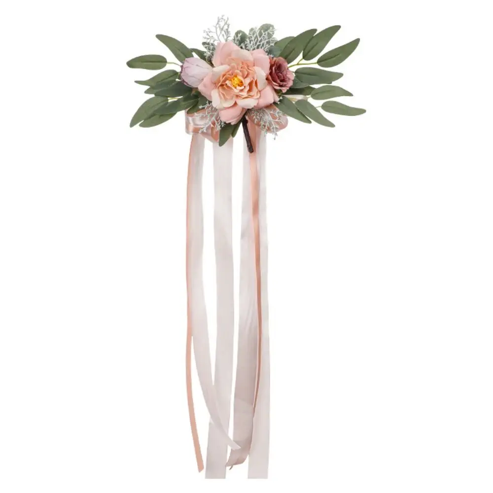 Fleur en soie dossier de chaise fleur feuilles d'eucalyptus Style nordique mariage Pew fleurs plantes vertes décoration florale