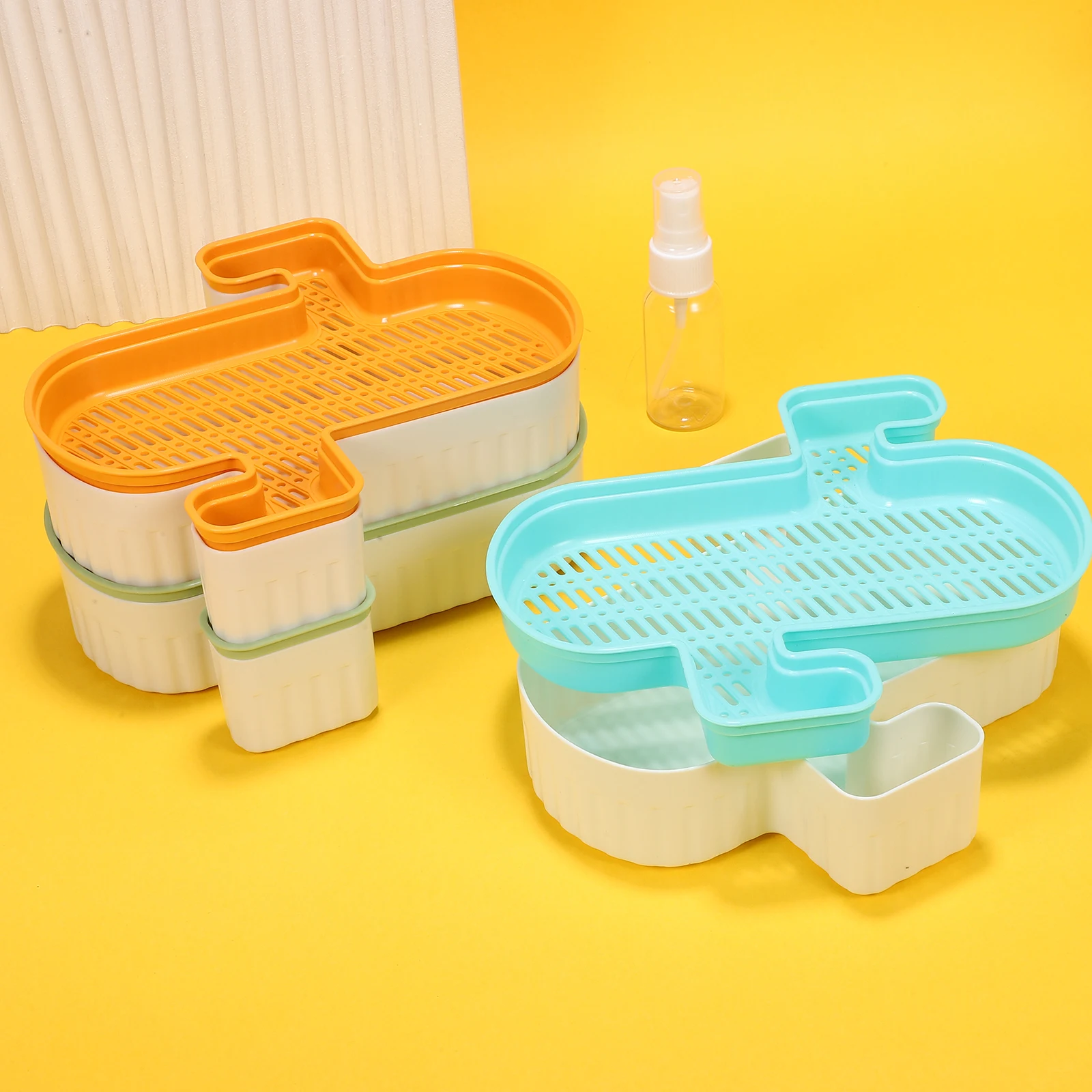 

3pcs Hydroponic Cat Grass Box Premium Plastic Soilless Planter Container Detachable Design Water Spray Bottle Included Indoor