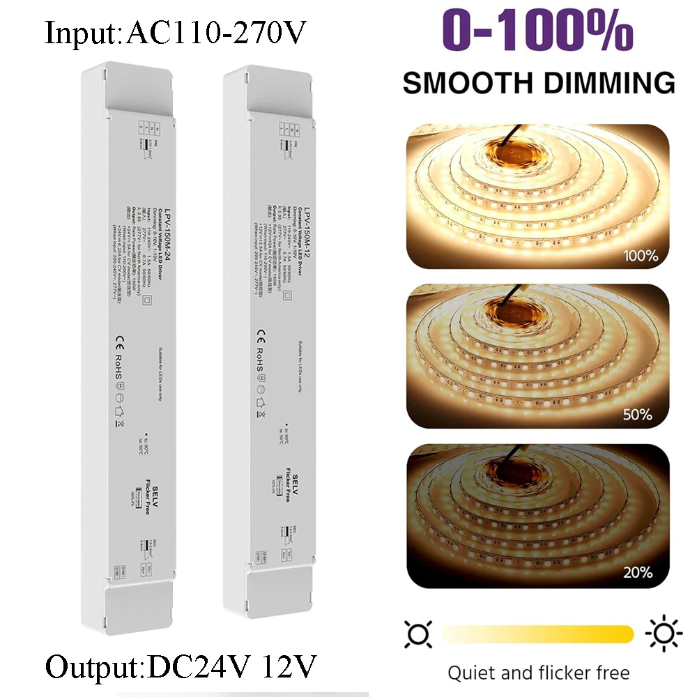 Imagem -02 - Dimmable Led Driver Adequado para Leds Uso Fonte de Alimentação 150w Ac110277v para dc 12v 24v 010v 1-10v 10v Pwm Resistor