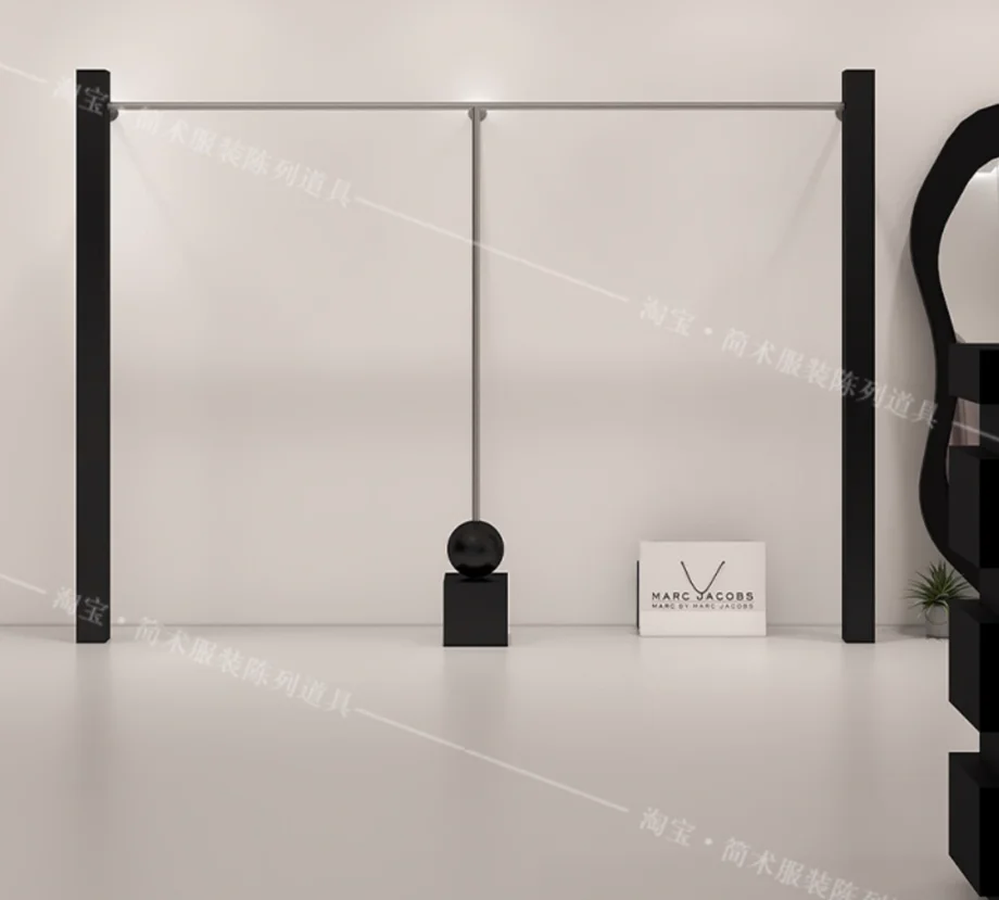 Display wall hanging rack stainless steel with black display side hanging rack women's store special shelves