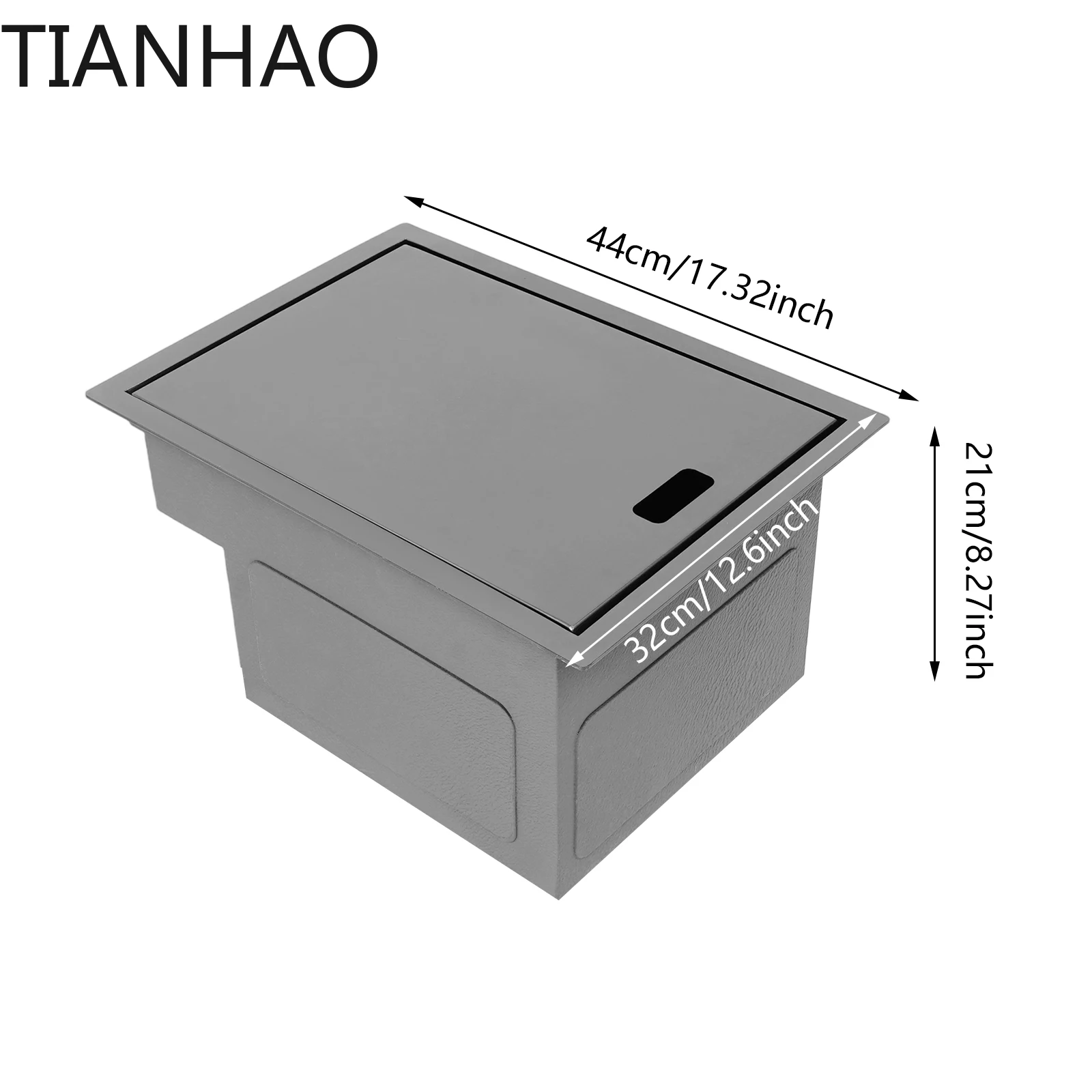 Stainless Steel Cover,  Bowl Sink, 440 *320 *210 mm Single Bowl Hidden with 360° Rotation for Kitchen Pantry