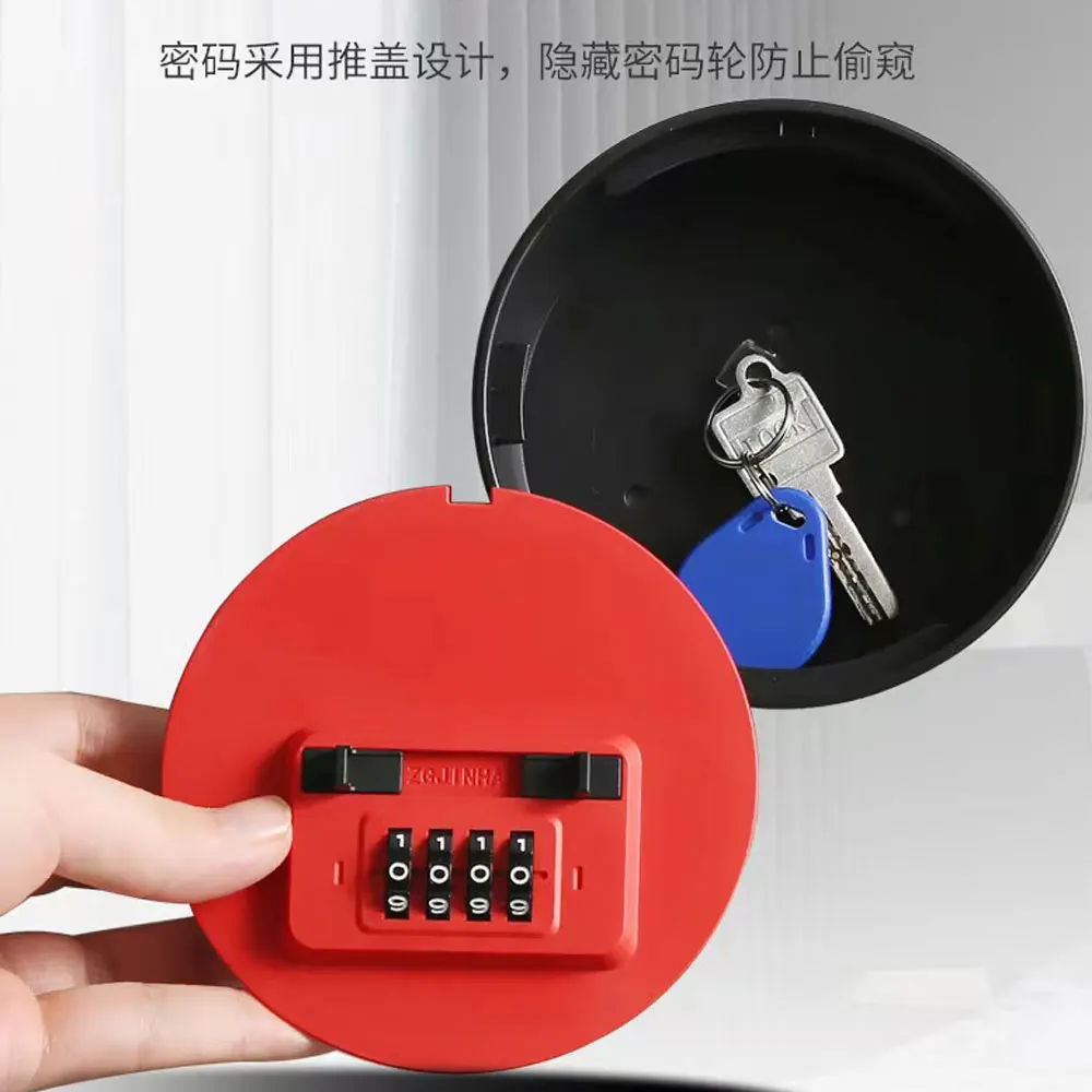 Wall Mount Key Lock Box 4 Digit Password Code Security Lock No Key for Home Office Key Safe Secret Storage Box Organizer