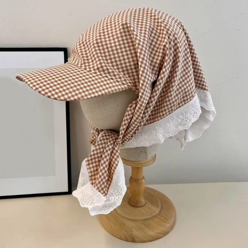 Gorro con bufanda y patrón de cuadros versátil para niños, gorro deportivo multifuncional a la moda para personas individuales de moda y amantes del deporte
