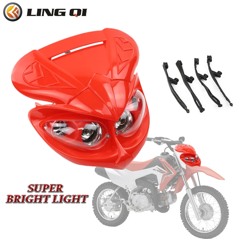 LINGQI RACING Motorcycle LED Lights Headlight Headlamp Head Lamp Light For     Pit Dirt Bike Parts