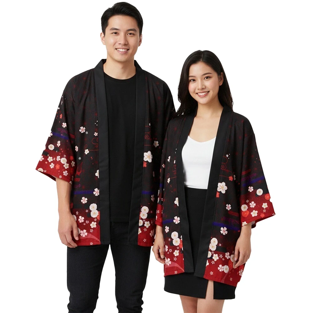 日本の侍コスプレ衣装 着物 ケープ 衣装 狐柄着物 男女兼用 伝統的な開襟式上着 羽織 浴衣 着物