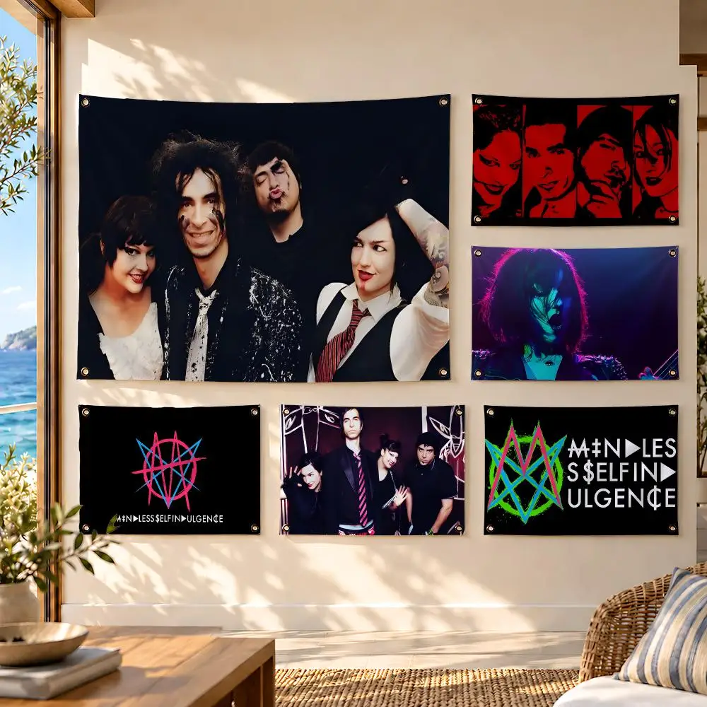 band Mindless Self Indulgence Flags flag Metal Grommets waterproof Polyester Wall Flag Art Decor For Studio Game Room gift