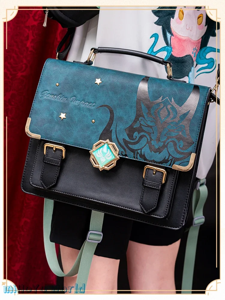 

Game Genshin Impact Doujin XIAO Satchel Bag Messenger Commuter Bag Cosplay Backpack Anime Xiao Leather Bag Birthday Gifts