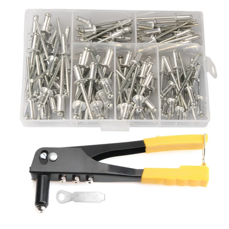 Heavy Duty Pop Rivet Gun Kit with 120Pcs Assorted Blind Rivets  Manual Hand Riveter Tool Set for Metal Repair and Home Projects