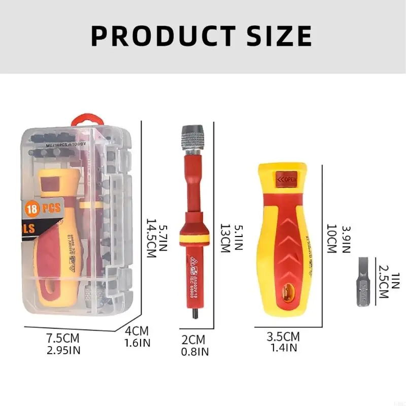 Bộ tuốc nơ vít 54HC với tay cầm cao su, đầu từ tính cho các dự án điện, nhà