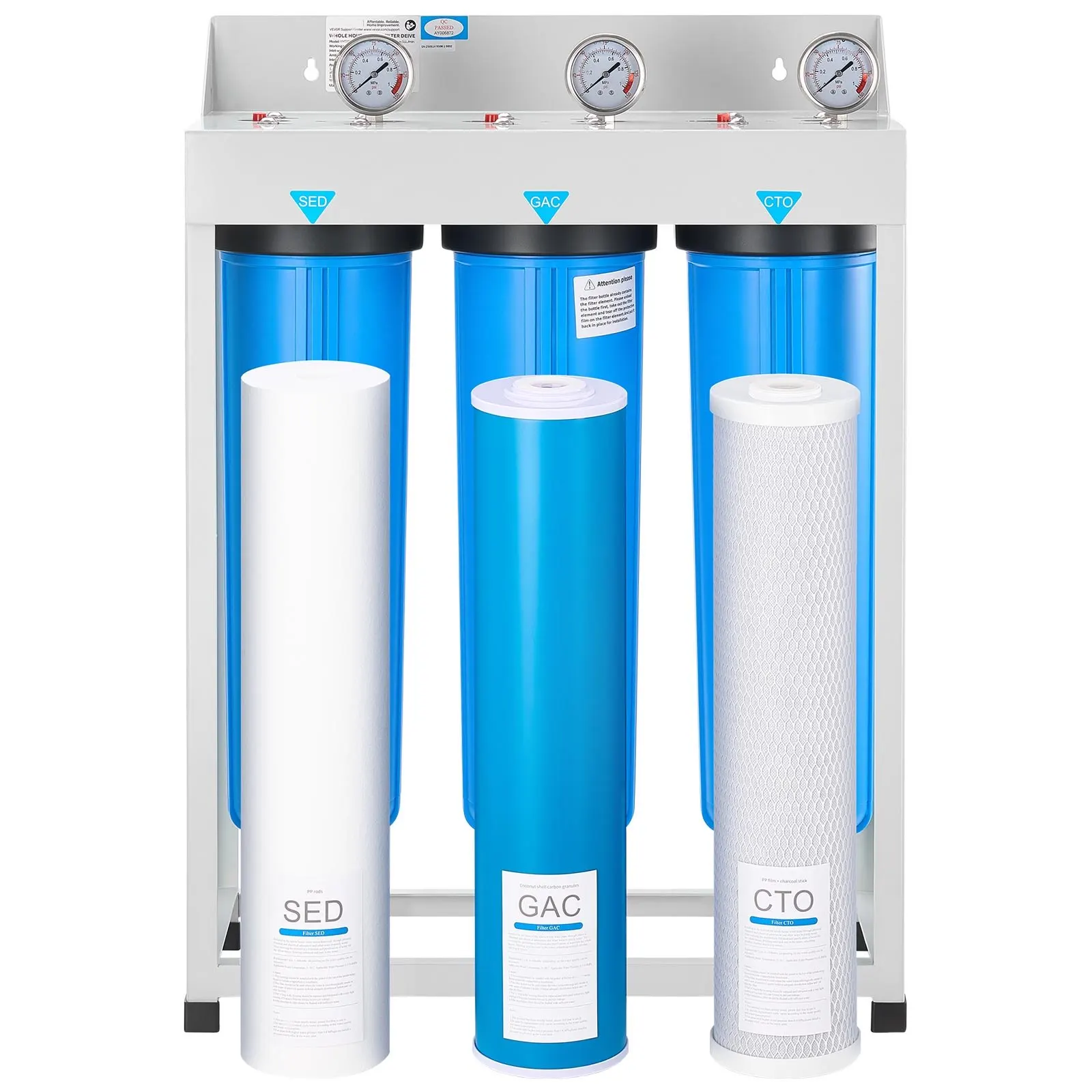 

3-Stage Whole House Water Filter System 4.5'x20' GAC Reduce Chlorine Odor