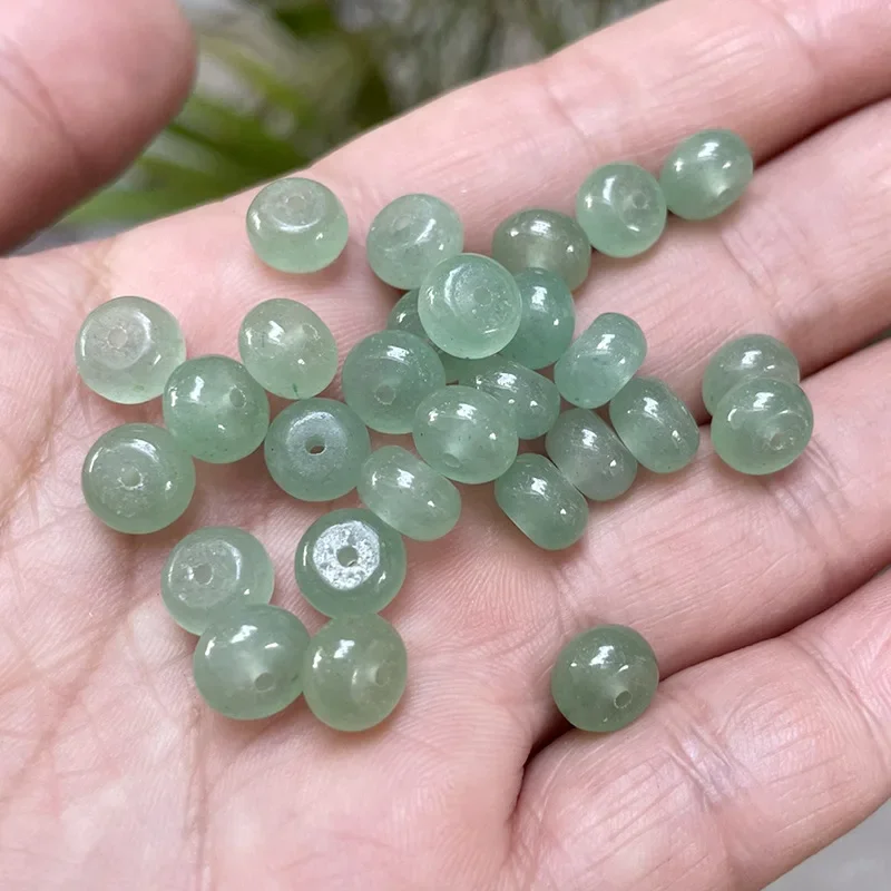 Natural Xinjiang gold silk jade loose beads abacus beads green Dongling jade drum beads DIY bracelet bead partition accessories