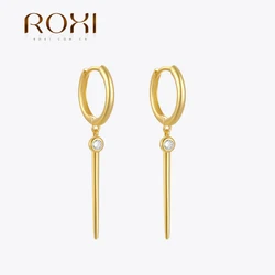 ROXI  925 Sterling Silver Zircon Cone Drop Earrings Women korean Minimalist Earring Wedding Banquet Jewelry Gifts серьги