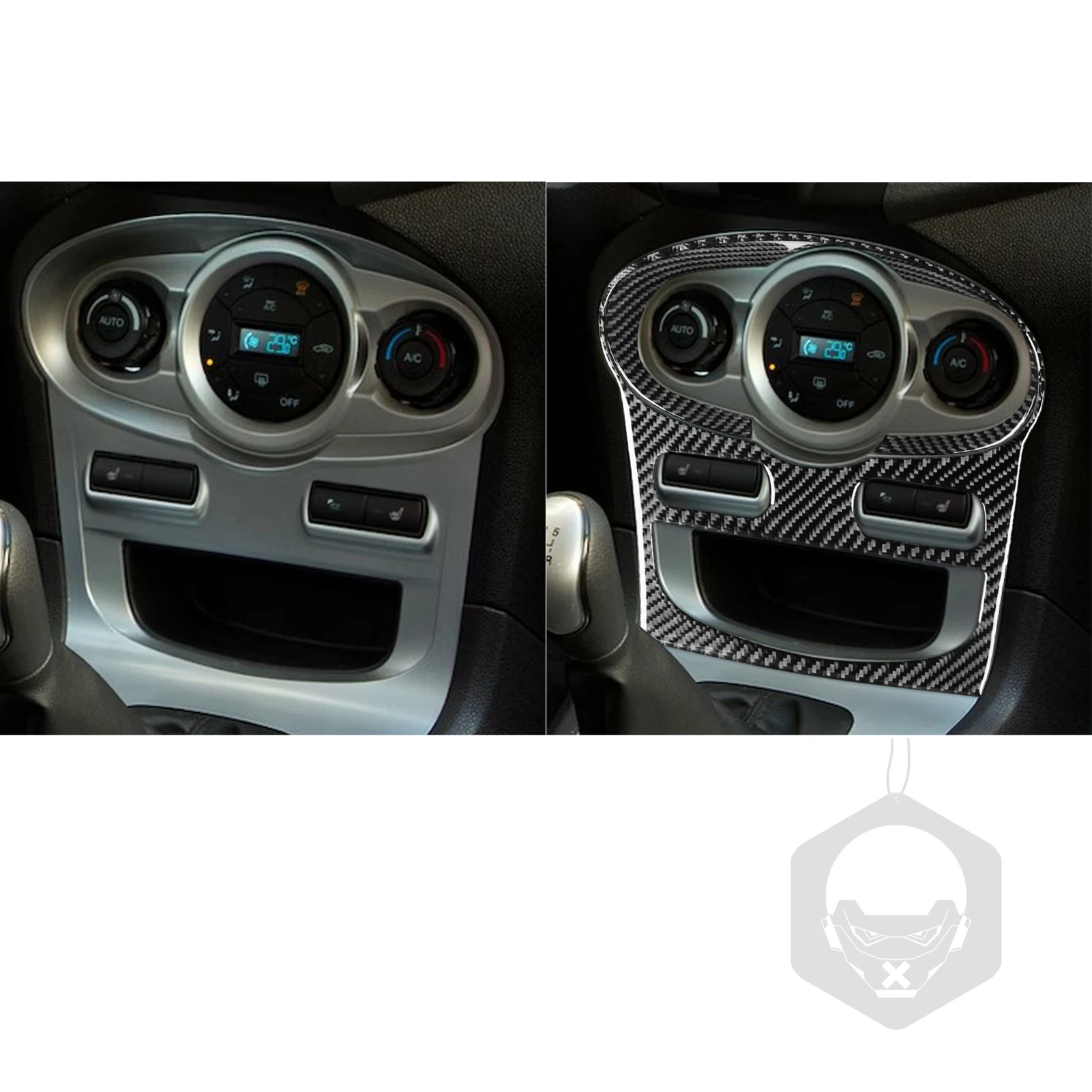 Carbon Fiber For Ford Fiesta 2011-2019 Air Conditioner Control Panel Trim Kit Customizable Car Stickers Interior Accessories