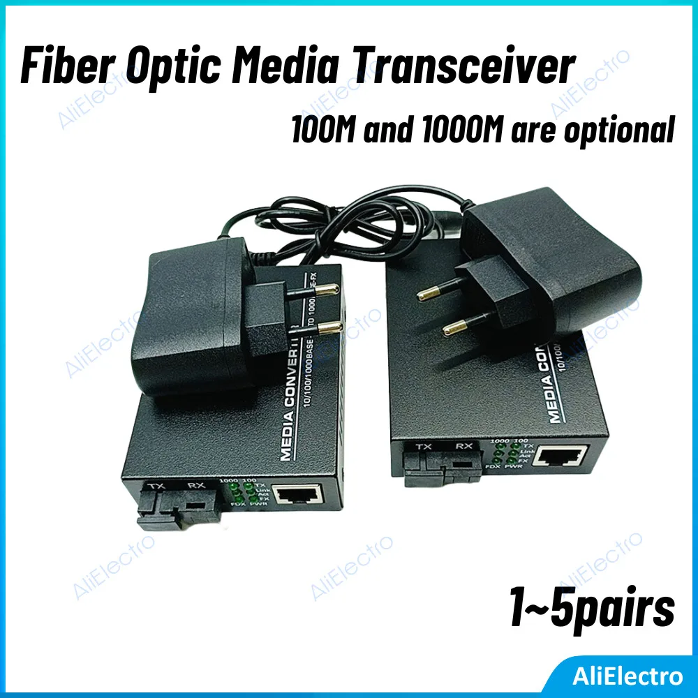 

1-5pairs With Power HTB-GS-O3 100m o Gigabit 25km Fast Gigabit Fiber Optical Media Converter Telecommunication Support SC Port