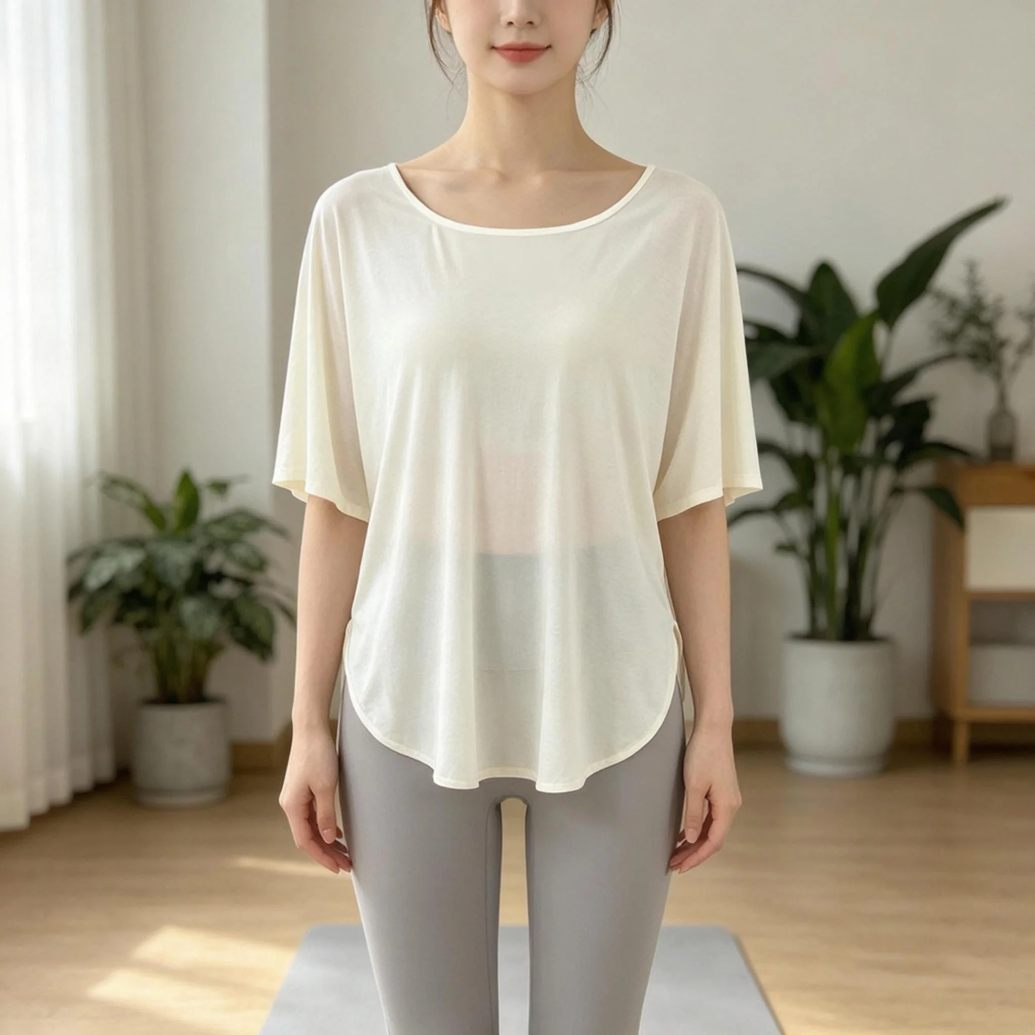 High-End Yoga Wear, Beautiful Backless Top, Loose-Fitting Sports Short-Sleeved Casual Lazy Style Running Training Wear