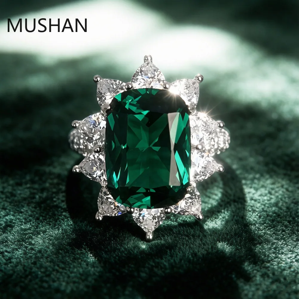 MuShan Jewelry Factory 925 Sterling Silver Rings Wedding Band for Women Certificate High Carbon Gemstones Ring s925 Fine Jewelry
