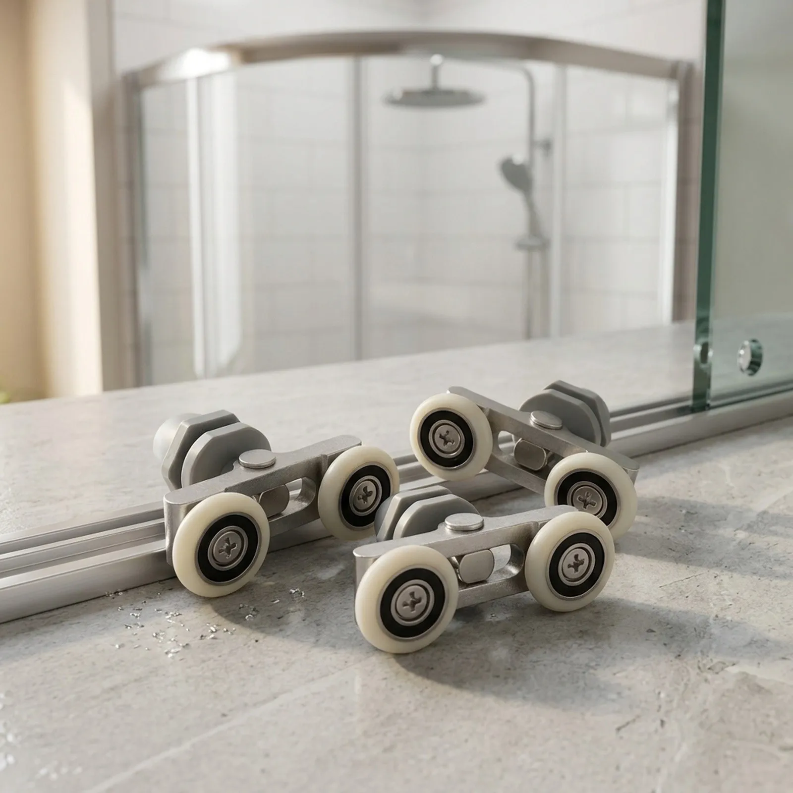 Twin Shower Rollers for Sliding Glass Enclosures with 5mm Wide Wheels Compatible with 4-6mm Glass Thickness  Twin