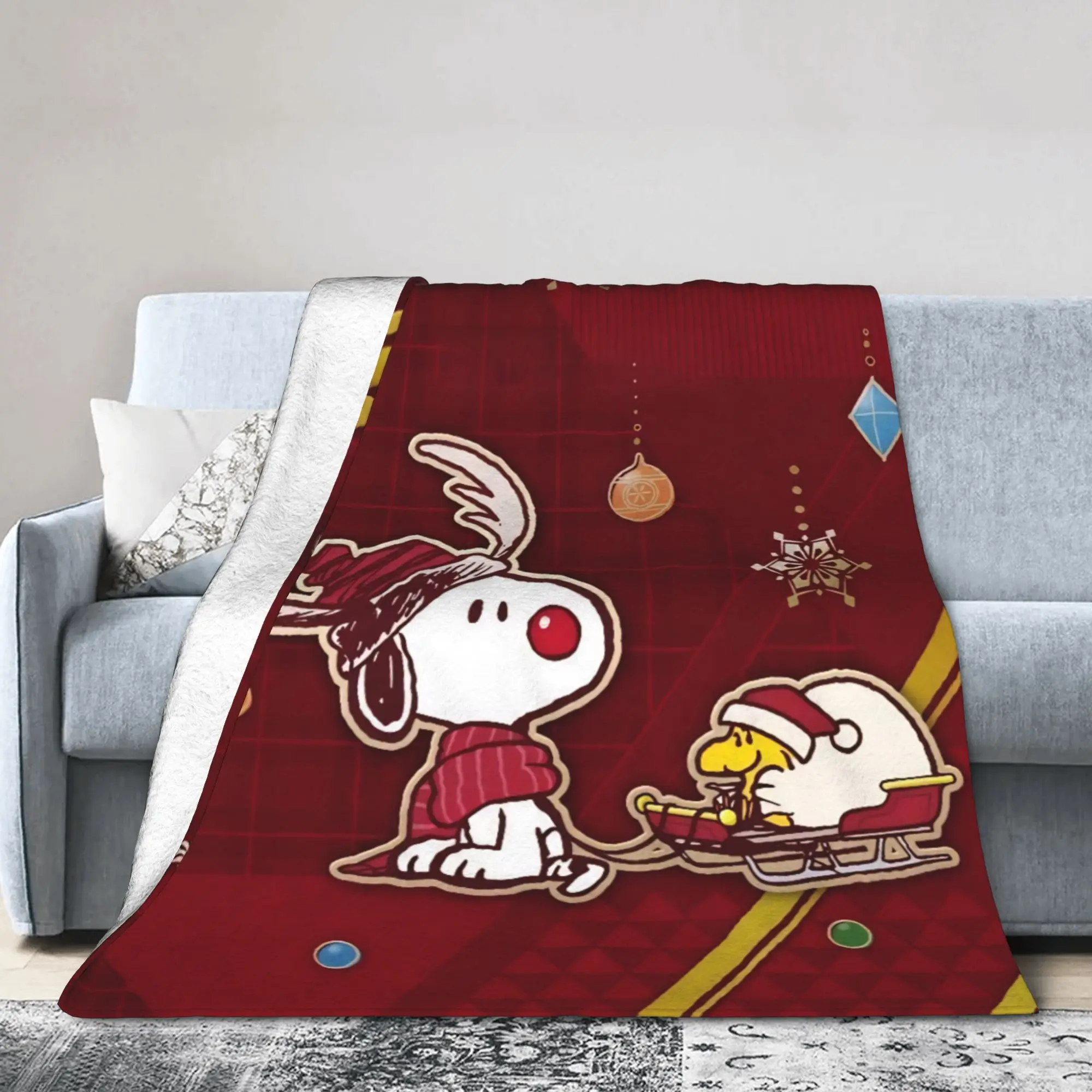 S-Snoopys Xmas Christmas Tree Flannel Blankets  Awesome Throw Blanket for Home Hotel Sofa  200x150cm Bedspreads