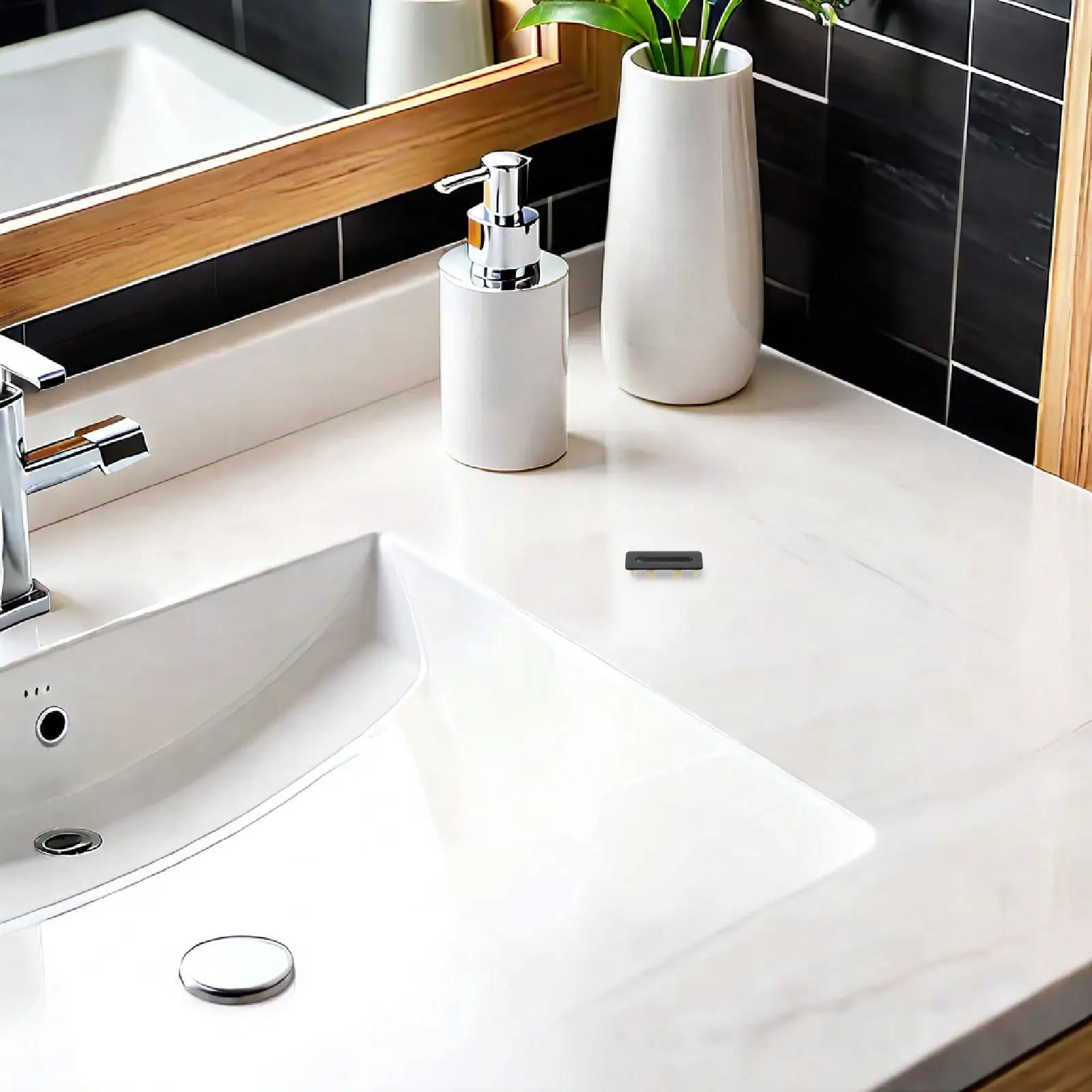 

Universal Sink Overflow Trim Ring Black Drain Cover Kitchen Basin Plug Durable Plumbing Hole Replacement Parts for Bathroom Sink