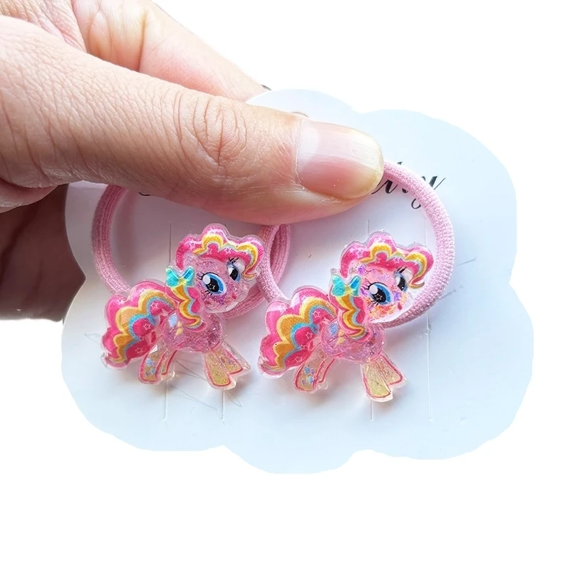 2PCS New Unicorn Girls Elastic Hair Bands Cute Kids Princess Hair Accessories Children Hair Ties Baby Headwear