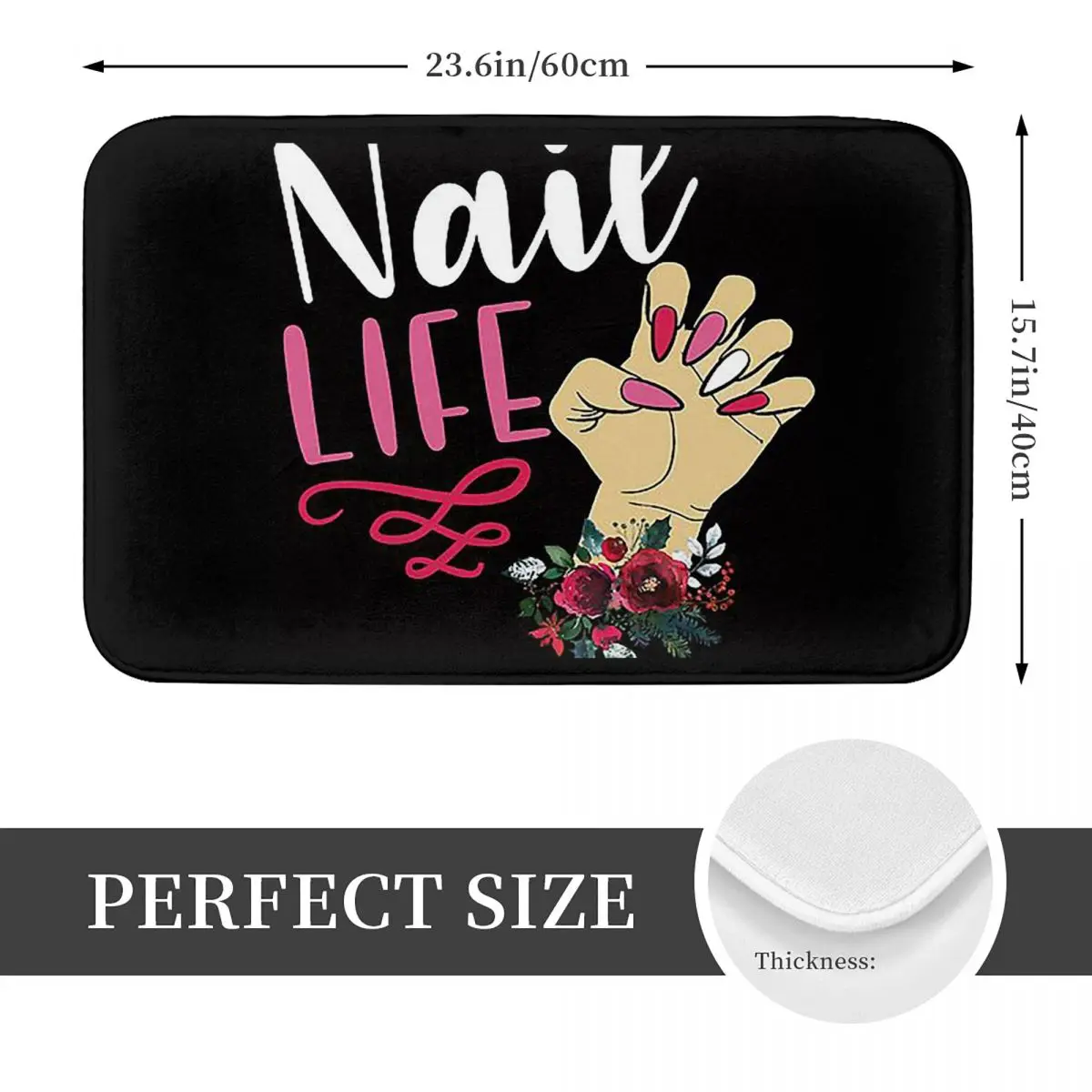 Nail Tech Technician Salon Gel Nails Cosmetologist Doormat Kitchen Entrance Home Floor Mat Anti-slip Carpet Rug for Bathroom