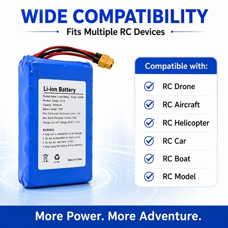 6000mAh 5C  Power Model 7S1P 25.2V Cylindrical 18650 Power Combination  Four Wheel Skateboard Long  Range Battery  Pack