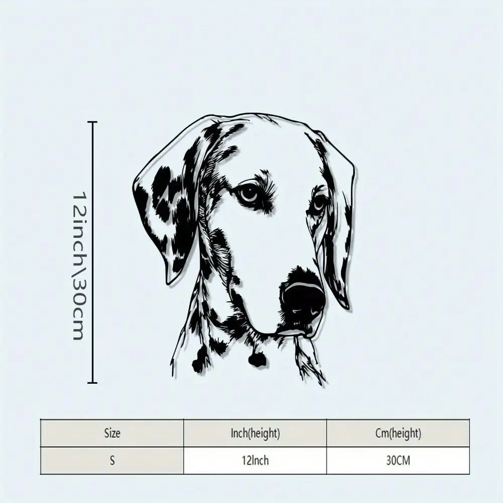 CIFbuy Metal Wall Art Dalmatian Ink Portrait Iron Mural Weathered Texture 2D Flat Decor For Bathroom Porch Home Gift