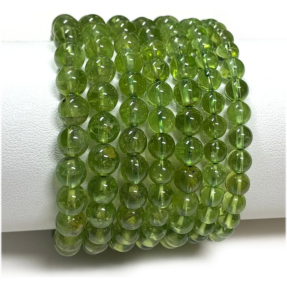 

Veemake Natural Clear Green Peridot Bracelet Bracelets Round Loose Beads 08055