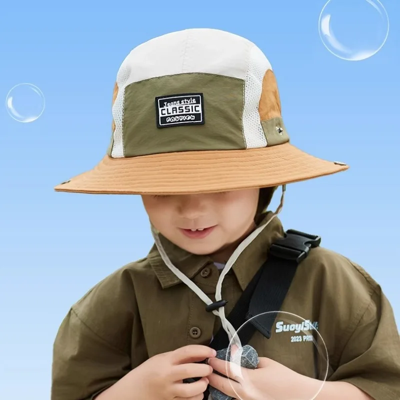 Outdoor Boys Girls Sun Hat Summer Bucket Hat for Children Casual Fisherman Hats Sun Protection Cap Wide Brim Hats