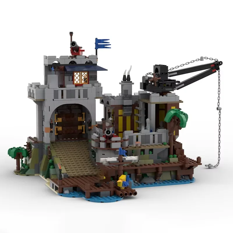 Modelo de arquitetura de porto medieval MOC - Partículas finas - Conjunto de brinquedos de construção de 2523 peças - Adequado para todos os entusiastas - Ideal para